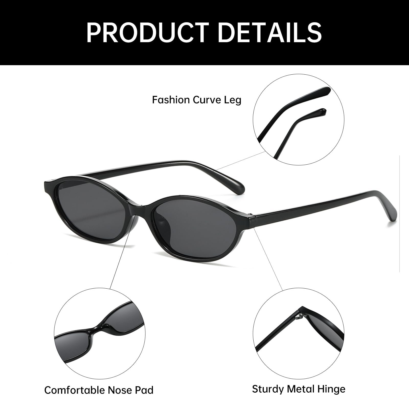 Сонцезахисні окуляри Овальні YAMEIZE Вінтажні для чоловіків та жінок Маленькі, фото №3