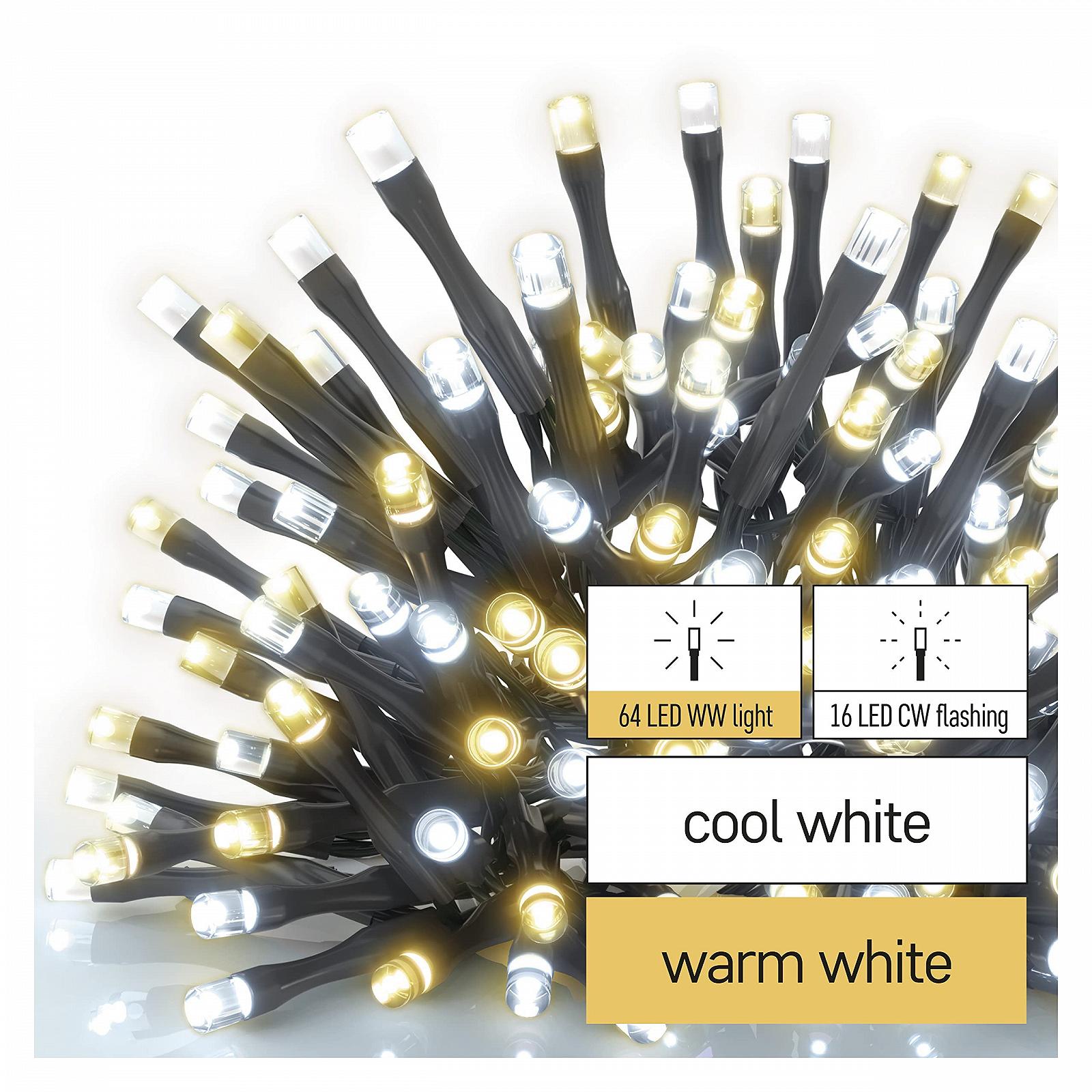 Гірлянда EMOS LED 8 м, IP44, для внутрішнього та зовнішнього використання, теплий білий + миготливий холодний білий, 80 світлодіодів, фото №2