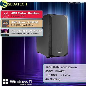 Комплект Sedatech Silent Gaming PC AMD Ryzen 5 8500G Radeon Vega 16 GB DDR5 1TB SSD M.2 Windows 11 Монітор 27 дюймів synthetic.ua - Фото 1