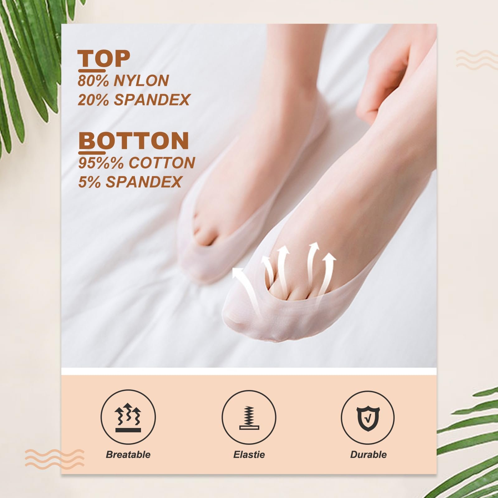 Набор носков-балерин 6 шт., дышащие носки до щиколотки, нескользящие носки для тренировок, для лоферов, туфель на плоской подошве, высоких каблуков, 34-40, разноцветные, 34, фото №3