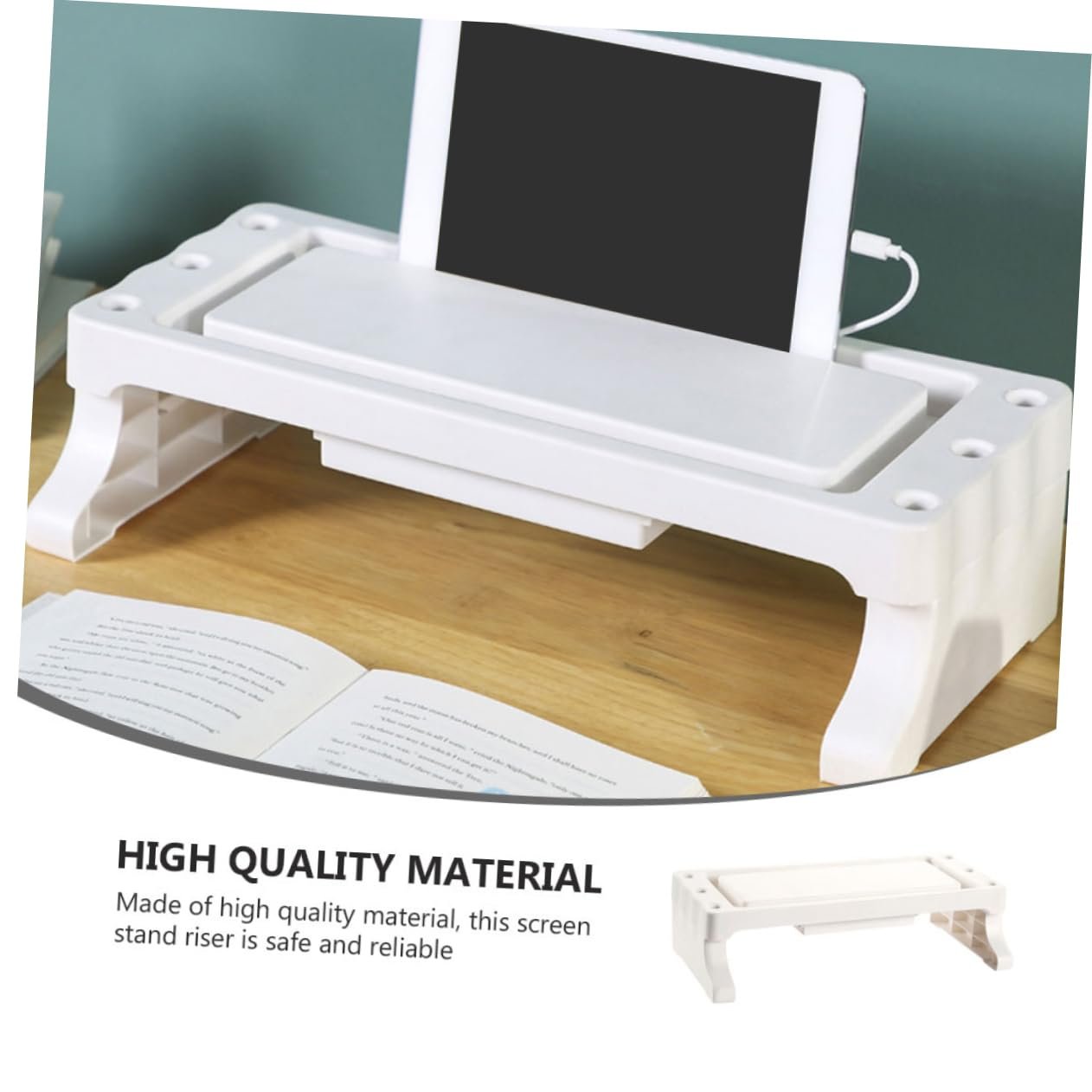 Підставка для монітора Багатофункціональна Підвищення екрана ПК Органайзер для дому та офісу Білий, фото №9