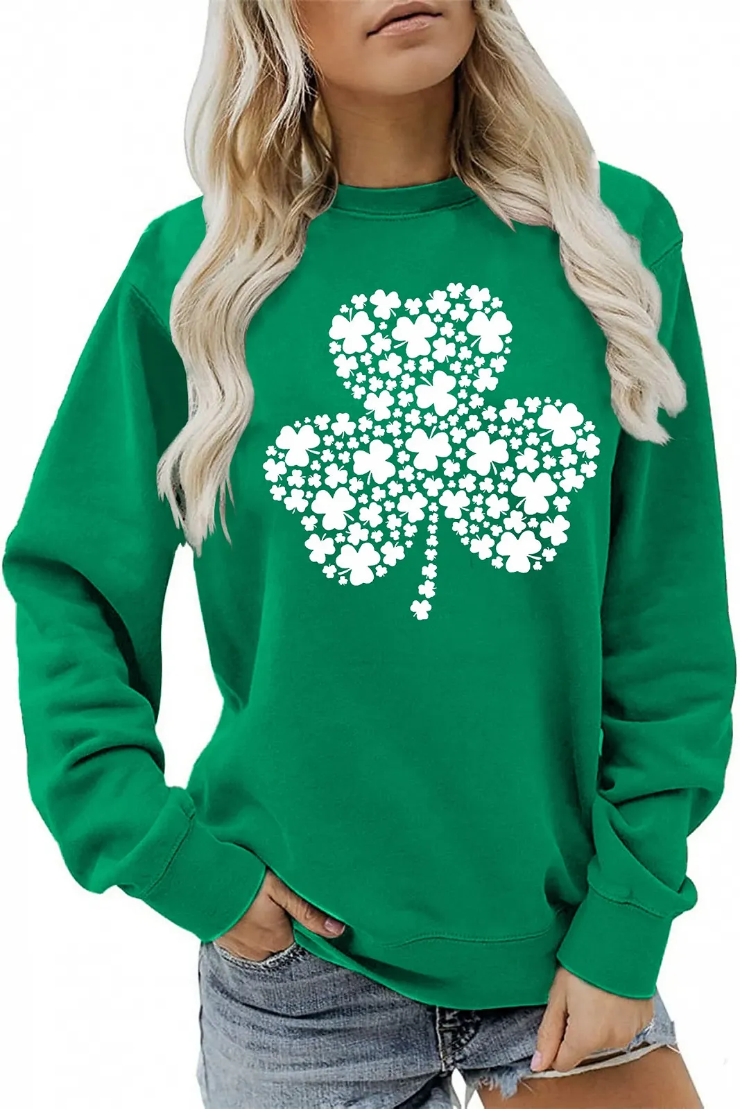 Женский свитшот tiorhooe На День Святого Патрика Счастливый трилистник, женский ирландский топ с принтом клевера, фото №3