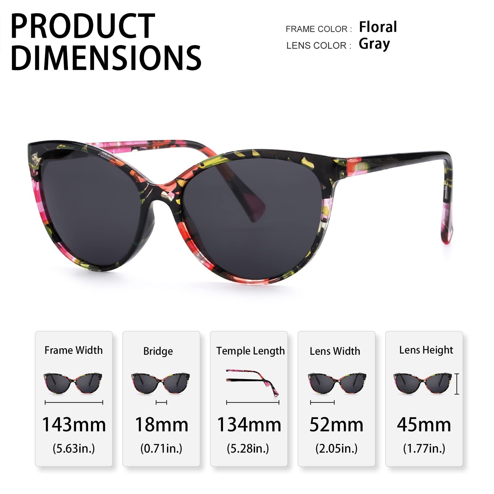 Сонцезахисні окуляри Котяче око TJUTR Жіночі Поляризовані Ретро Захист від УФ-променів Класичні Вінтажні, фото №5