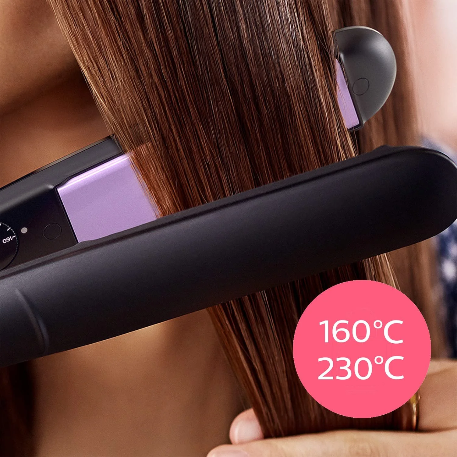 Выпрямитель для волос Philips StraightCare Essential BHS377/00 Черный/Розовый, фото №6 Выпрямитель для волос Philips StraightCare Essential BHS377/00 Черный/Розовый, фото №6
