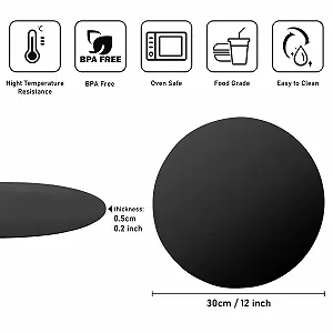 Килимок для мікрохвильової печі Multipurpose Silicone 12 Inch Non Stick Heat Resistant Black 2 шт. synthetic.ua - Фото 1