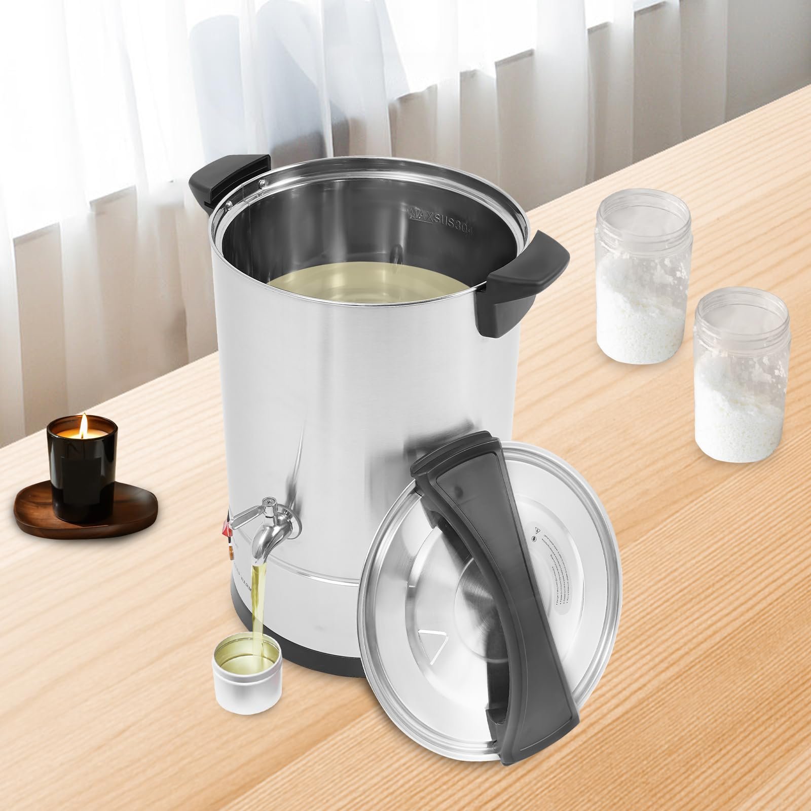 Воскоплав для изготовления свечей электрический 12 L 1800 W 30-100 °C Silver, фото №2 Воскоплав для изготовления свечей электрический 12 L 1800 W 30-100 °C Silver, фото №2