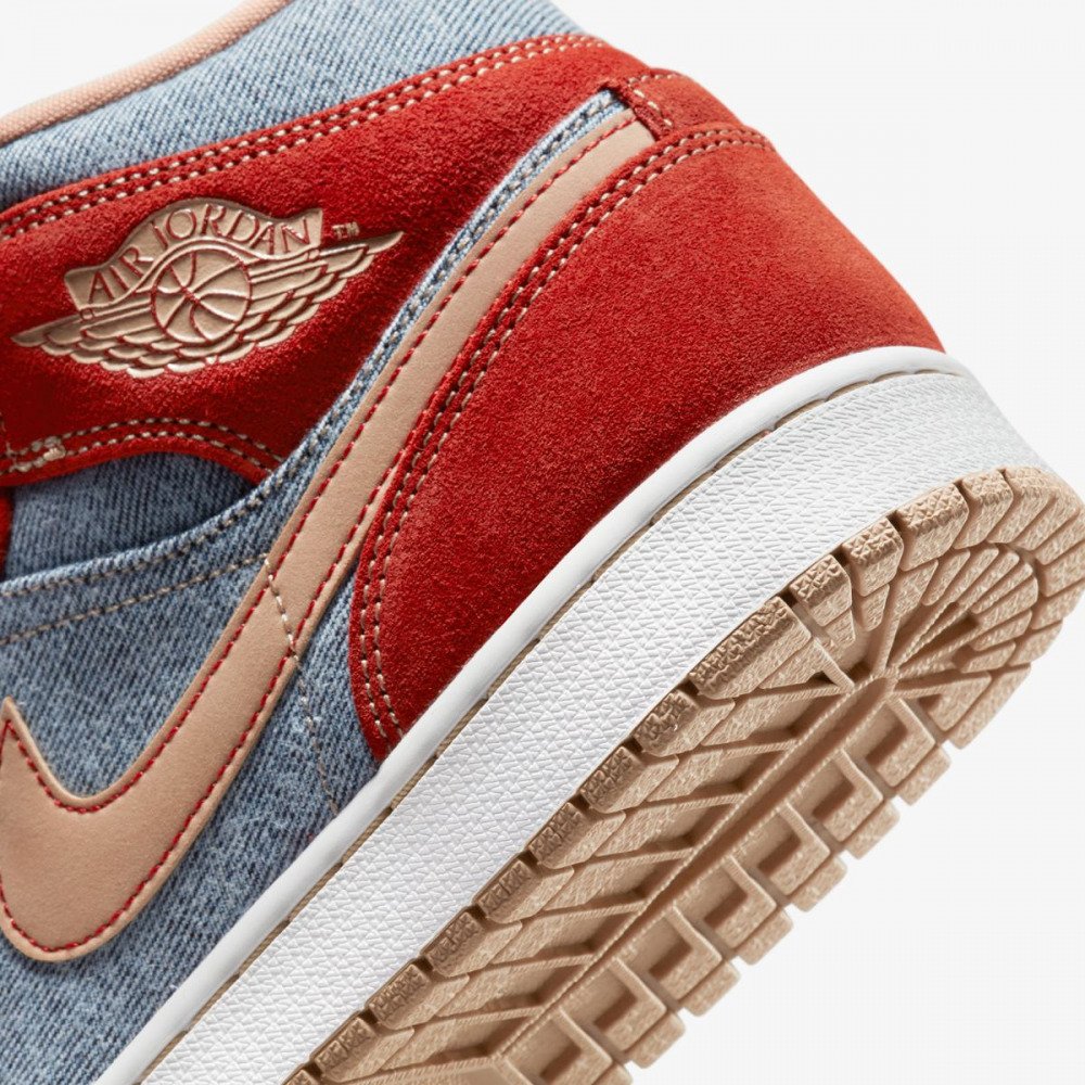 Кросівки Nike Air Jordan 1 Mid Denim Red 47, фото №4
