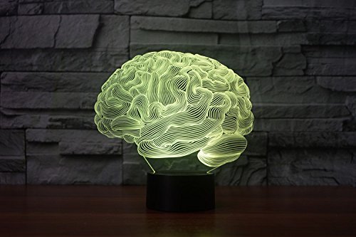 3D лампа EONANT 3D ночные светильники LED USB сенсорные 7 цветов иллюзия для комнаты детей декор (мозг), фото №4