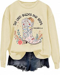 Худи The Lord Guides Our Steps Proverbs Western Christian Shirt Floral Christian Cowgirl Boots Top - Фото 1