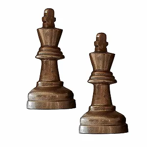 Набор из 2-х подставок для книг LOBERON Refinique Шахматные фигуры Античная отделка Декоративный аксессуар Литой алюминий Античная медь synthetic.ua - Фото 1