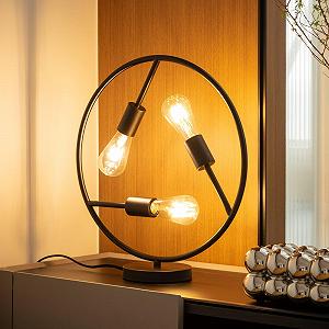 Настільна лампа Lucande Linnard дизайнерська модерн метал 3 лампи E27 чорна synthetic.ua - Фото 1