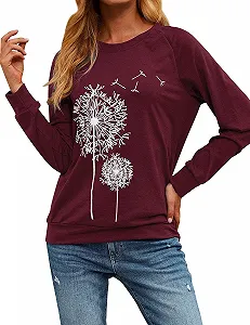 Женский свитшот Dresswel Одуванчик с длинными рукавами, принт одуванчика, осенне-зимняя блузка, топы synthetic.ua - Фото 1