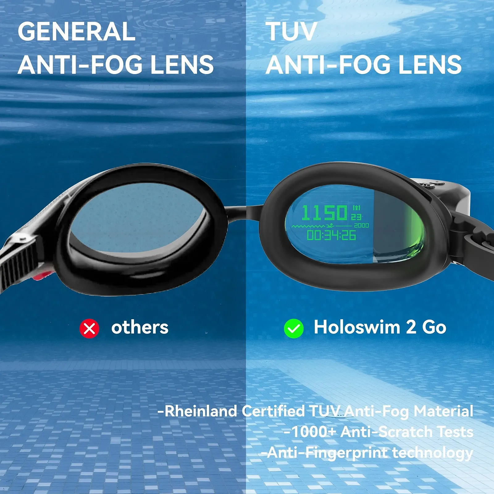 Смарт-очки для плавания Holoswim 2GO с AR-дисплеем распознаванием гребков AI и отслеживанием данных, фото №7 Смарт-очки для плавания Holoswim 2GO с AR-дисплеем распознаванием гребков AI и отслеживанием данных, фото №7