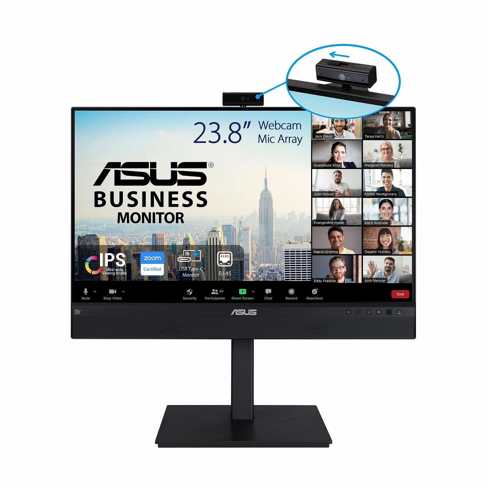 ASUS Business BE24ECSNK 24 дюйма Full HD IPS 1920 x 1080 Эргономичный Веб-камера Микрофон RJ45 DP Daisy Chain HDMI 80W USB-C, фото №1