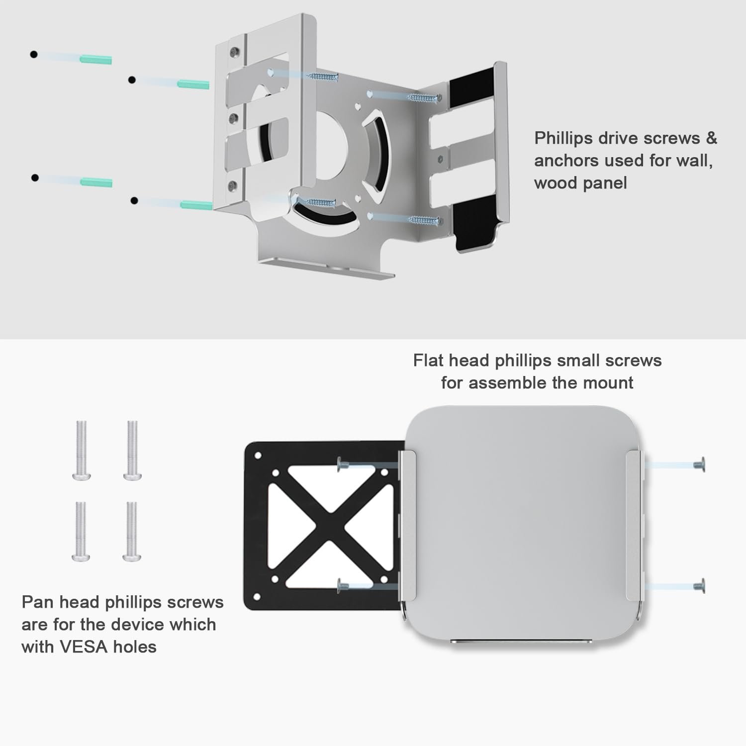 Подставка для ноутбука JEMACHE с охлаждением для Mac Studio M2 M1 Max, Ultra с отверстием VESA, серебристый, фото №8