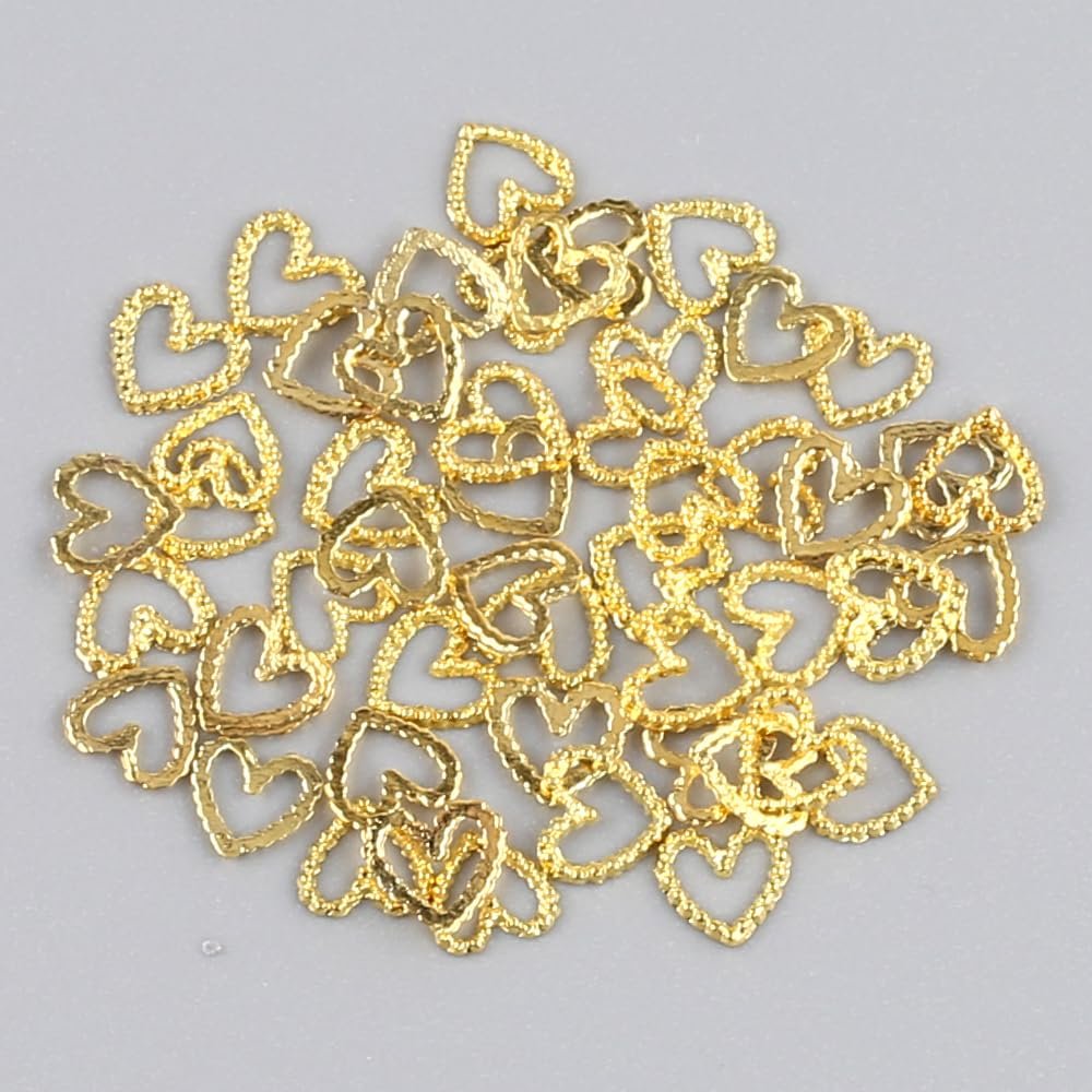 Прикраса для нігтів Серце Золото Метал 3D 50 шт, фото №6