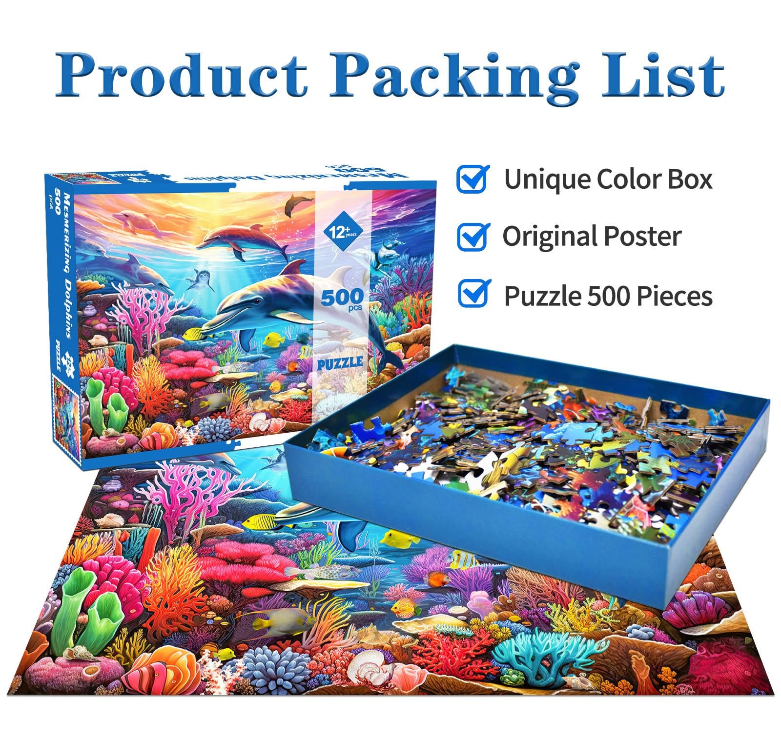 Пазл Colourful Dolphins 500 елементів 49 x 35 см Постер, фото №3 Пазл Colourful Dolphins 500 елементів 49 x 35 см Постер, фото №3