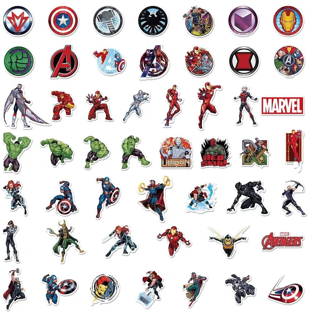 Стикеры Мстители Марвел Железный человек Халк Железный человек Marvel The Avengers стикерпак наклейки набор наклейок 50 шт, фото №2