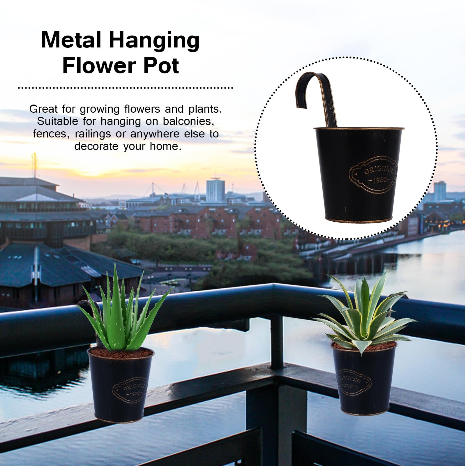 Підвісні квіткові горщики Набір з 10 шт. Металеві Ретро-стиль, фото №6