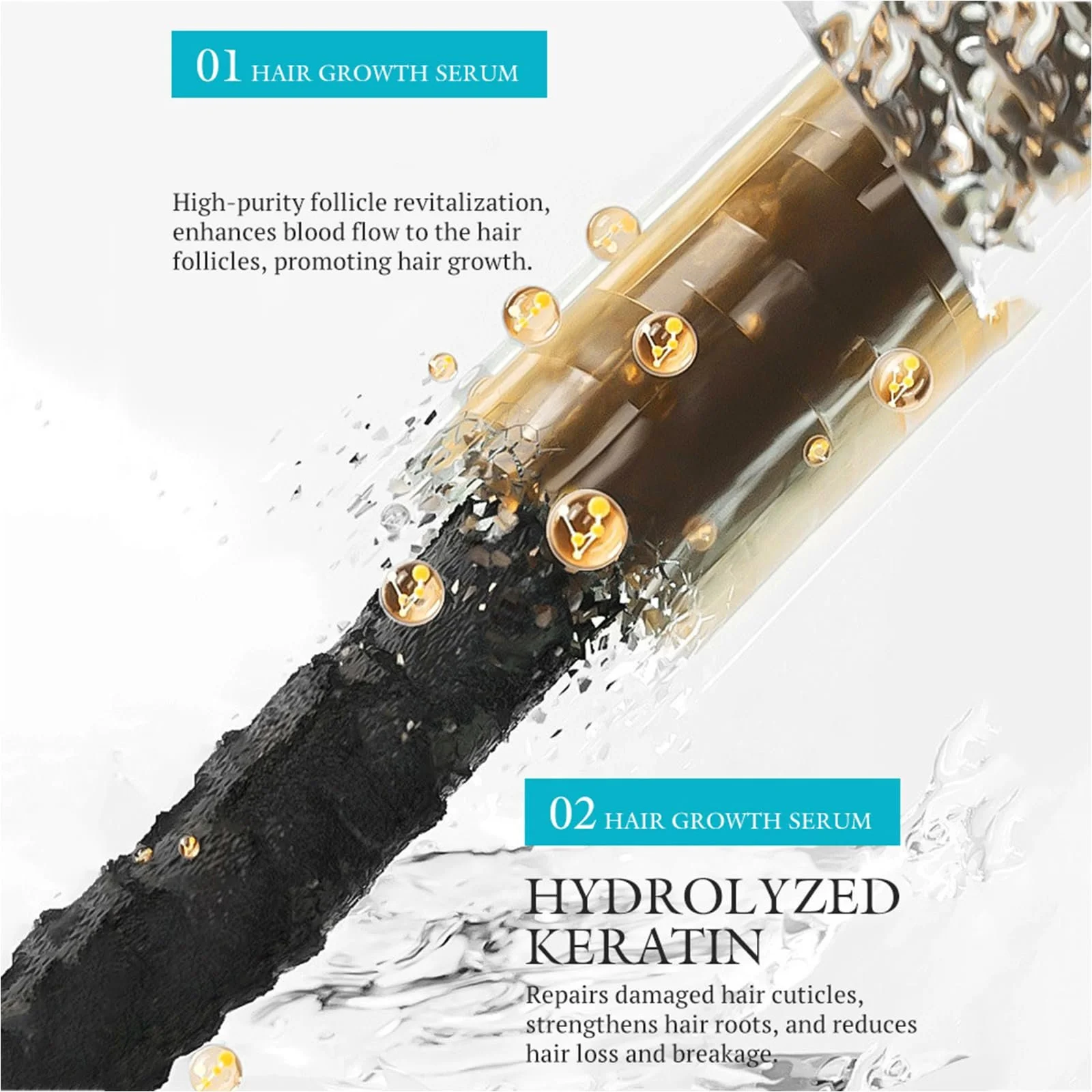 Сироватка для росту волосся Keratin, набір 2 шт, помітний ріст волосся, фото №4 Сироватка для росту волосся Keratin, набір 2 шт, помітний ріст волосся, фото №4