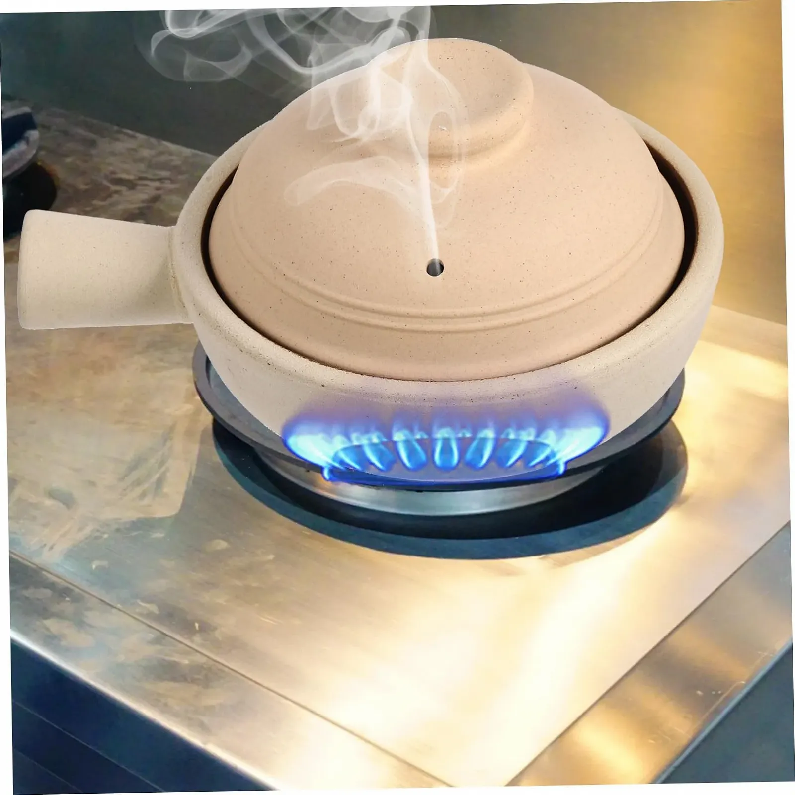 Кастрюля керамическая TOYANDONA из грубой керамики с одной ручкой и крышкой, фото №2