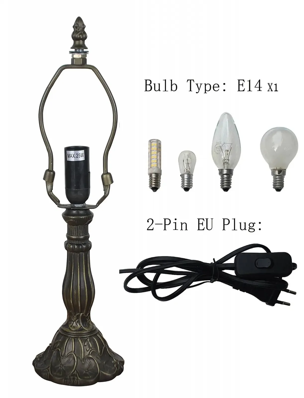 Настільна лампа Tiffany Style Mediterranean вітражне скло 20 см 38 см Зелена, фото №7