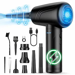 Електрична повітродувка JoyGeek 3 швидкості 120 000 RPM 9000 mAh LED-підсвічування для ПК та авто - Фото 1