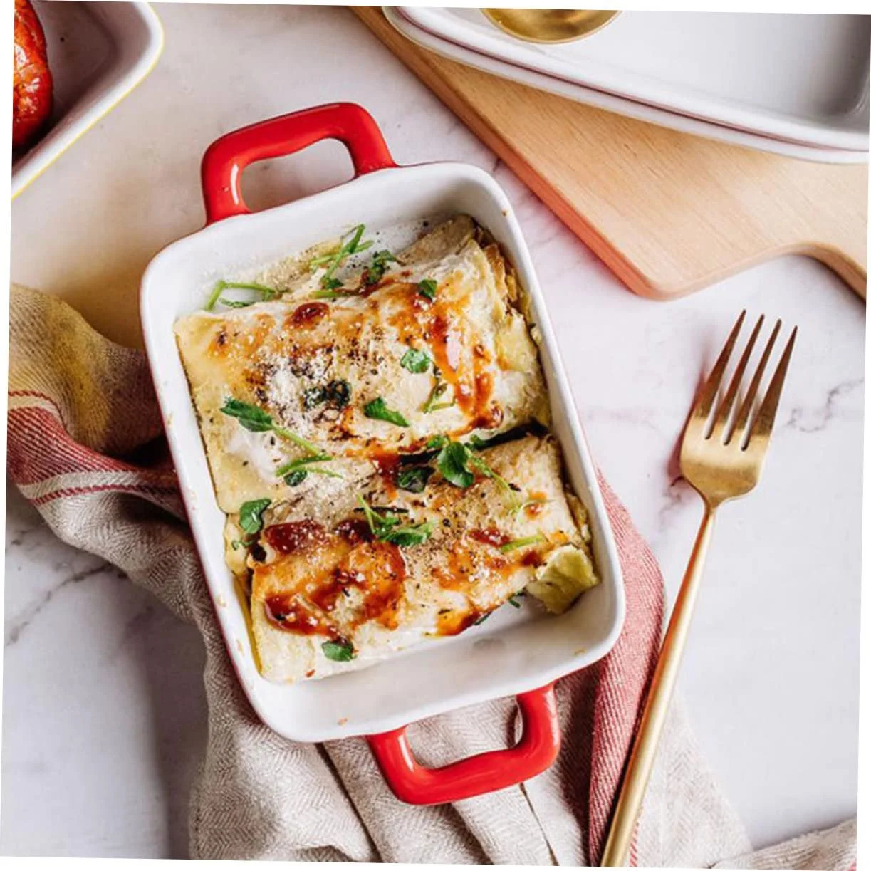 Форма для запекания Zerodeko керамическая с двумя ручками прямоугольная термостойкая, фото №4