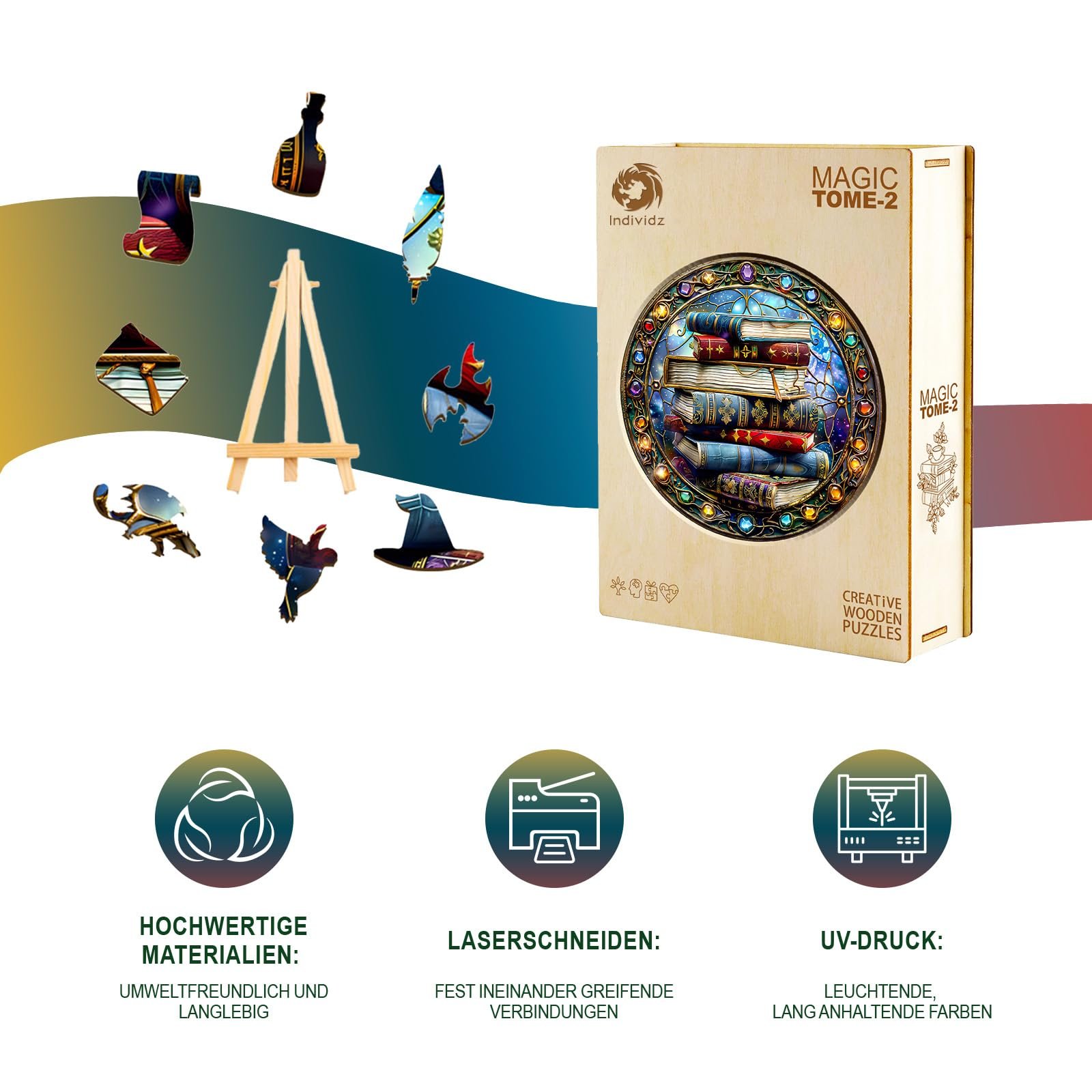 Дерев'яний пазл Magic Book L 300 елементів 34 x 34 см, фото №6 Дерев'яний пазл Magic Book L 300 елементів 34 x 34 см, фото №6