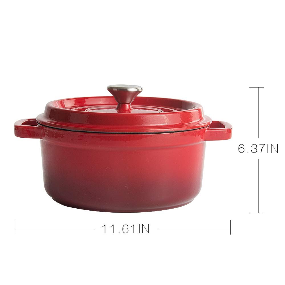 Жаровня чавунна емальована з кришкою 4.7 л 24 см червона, фото №4 Жаровня чавунна емальована з кришкою 4.7 л 24 см червона, фото №4