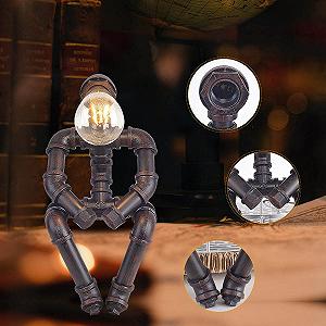 Настільна лампа Water Pipe Robot Style у вінтажному індустріальному стилі Steampunk, залізо, колір іржі B synthetic.ua - Фото 1