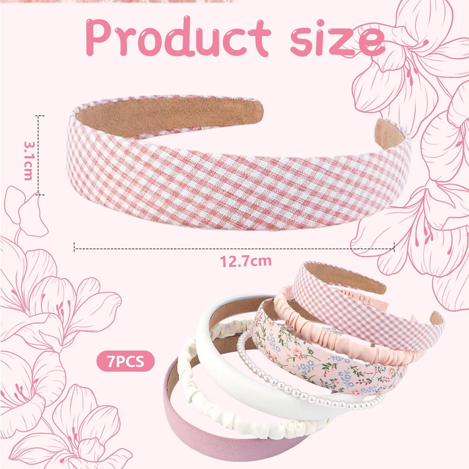 Набір обручів для волосся рожевий, 7 шт., фото №2