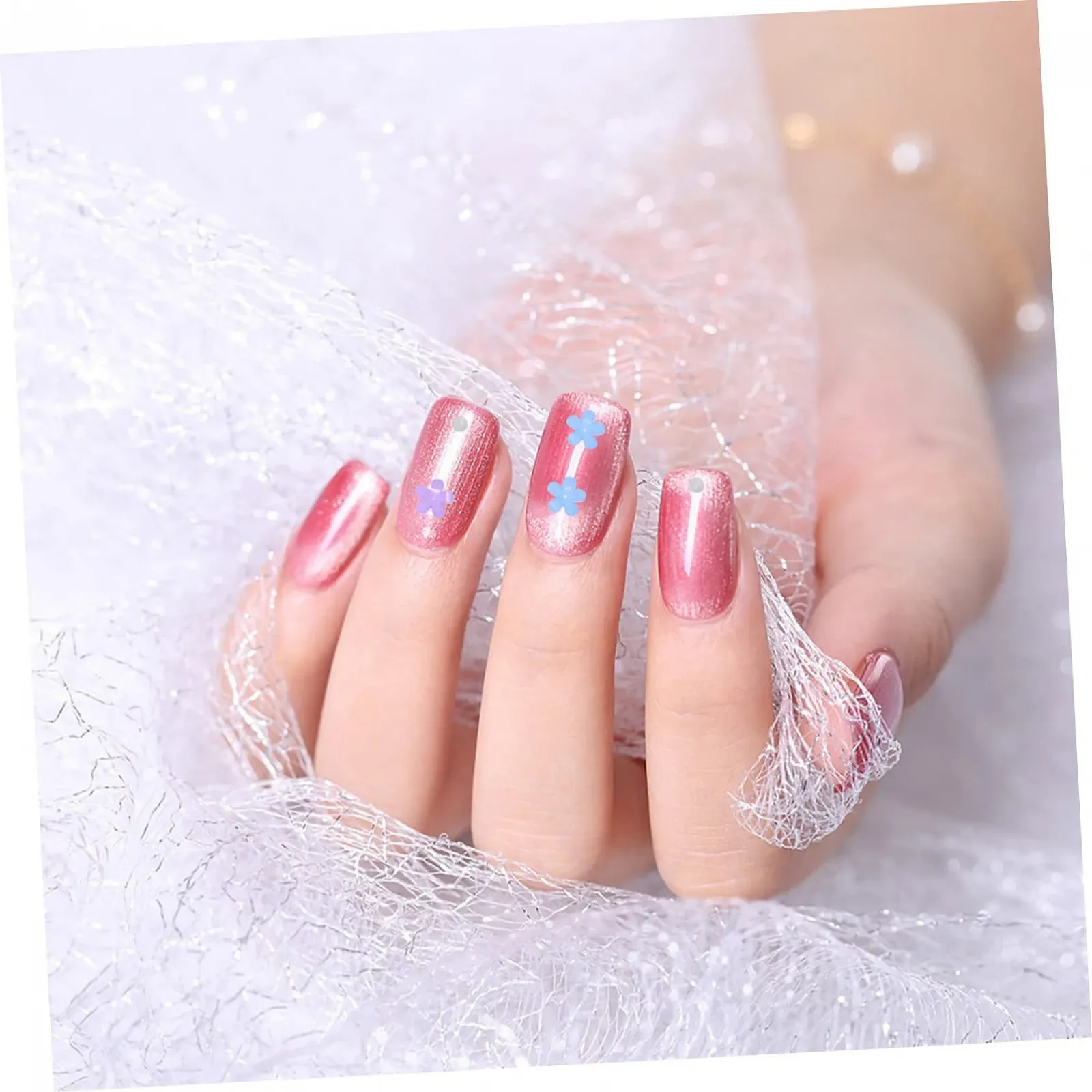 Украшение для ногтей FRCOLOR 3 шт., 2 шт. для ногтей с пятью лепестками, розовый декор, стразы, 3D цветы для ногтей, акриловые украшения для ногтей, акриловые цветы из смолы, фото №9