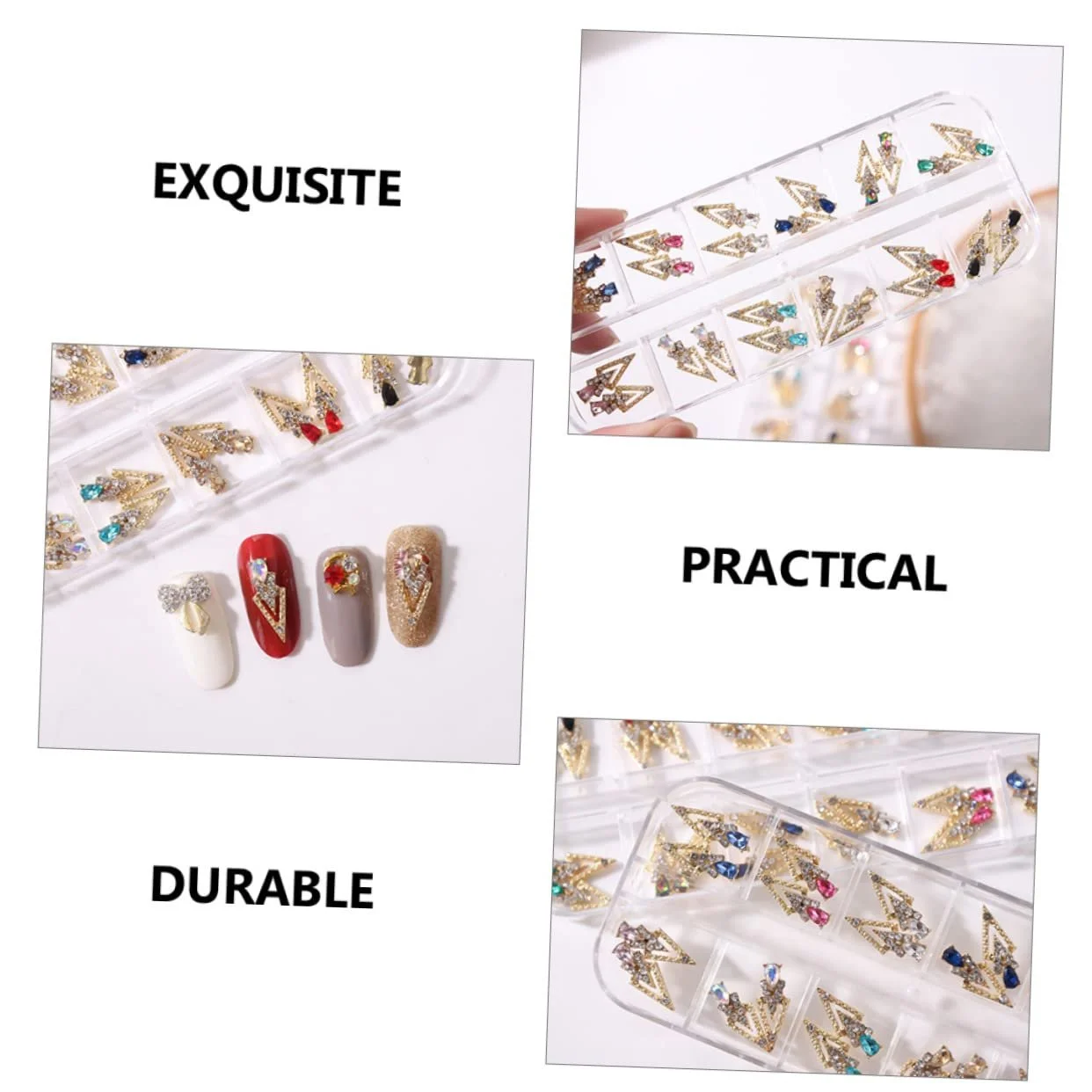 Стразы для ногтей FRCOLOR 72 шт. Блестящие украшения для творческого дизайна ногтей для украшения натуральных и искусственных ногтей, фото №8