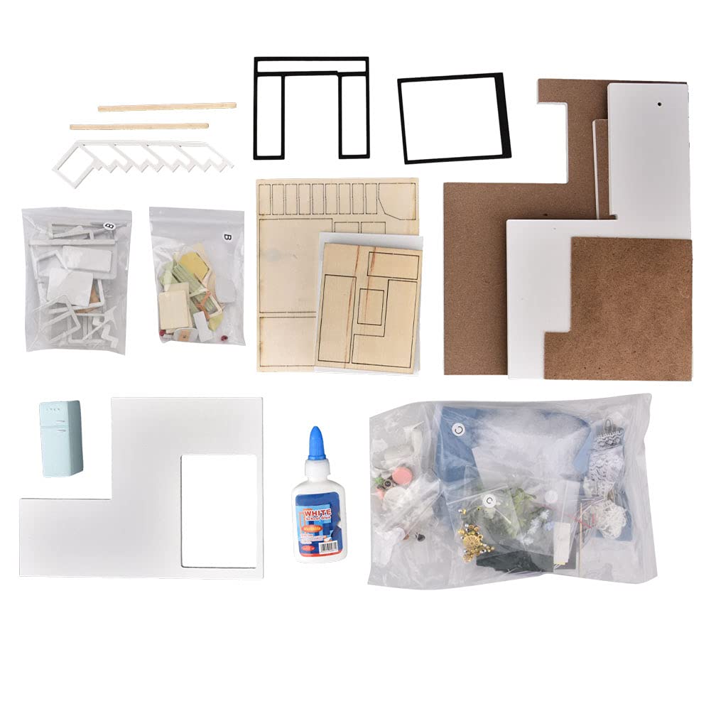 Набір Ejoyous DIY Miniature Dollhouse 1:24 Дерев'яний Дім з Меблями зі Світлом (Світло-блакитний настрій), фото №5