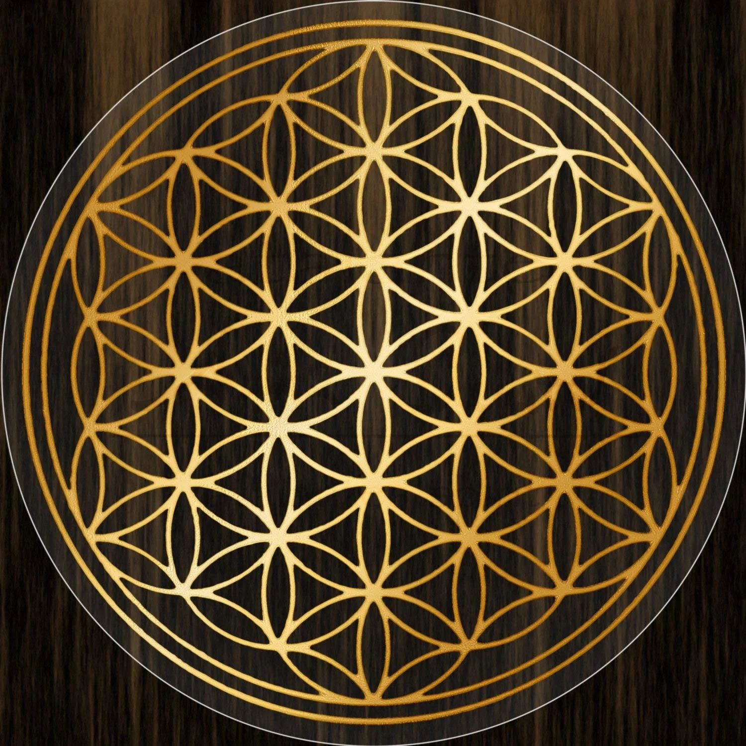 Наклейка Flower of Life 9 см прозора плівка золотиста 5 шт., фото №4