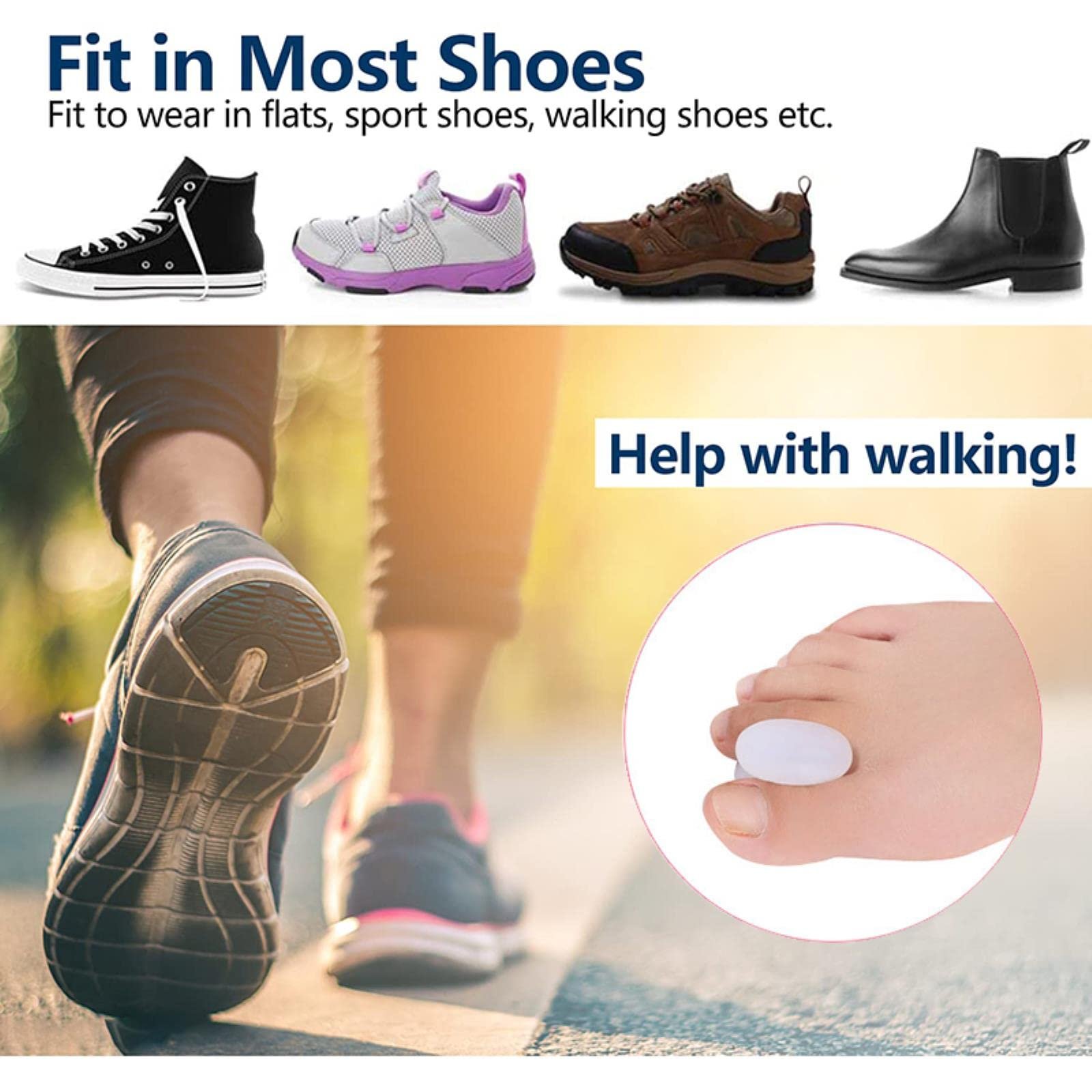 Роздільники для пальців ніг гелеві 2 шт./пара Коректор великого пальця стопи для корекції великих пальців ніг і полегшення болю при бурситі, фото №6 Роздільники для пальців ніг гелеві 2 шт./пара Коректор великого пальця стопи для корекції великих пальців ніг і полегшення болю при бурситі, фото №6