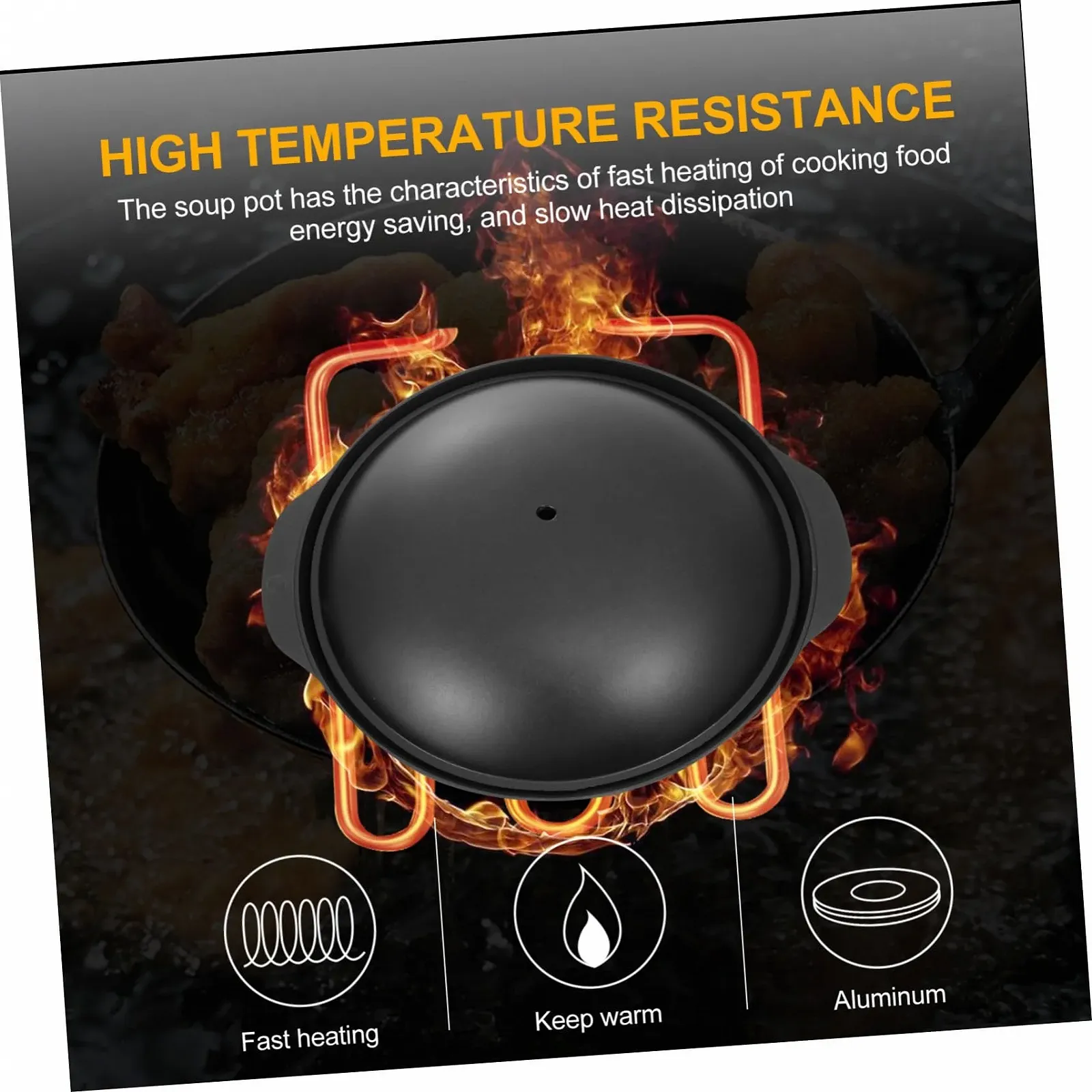 Каструля-сотейник Sosoport з литого алюмінію з кришкою висока термостійкість, фото №3