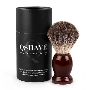 Помазок для гоління QSHAVE Pure Badger Hair ручної роботи, дерево - Фото 1