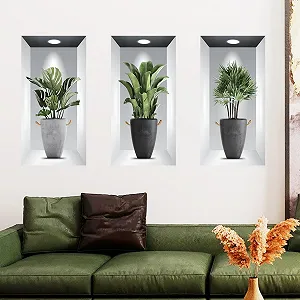 Набір наклейок на стіну 3 шт. 3D Green Potted Plant Waterproof Wall Art 3D Plant Living Room Bedroom Bathroom Kitchen Office Decor 30 x 60 см ціна на synthetic.ua - Фото 1 Набір наклейок на стіну 3 шт. 3D Green Potted Plant Waterproof Wall Art 3D Plant Living Room Bedroom Bathroom Kitchen Office Decor 30 x 60 см synthetic.ua - Фото 1