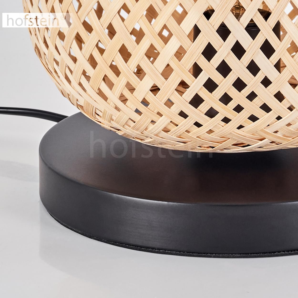 Настільна лампа Bauro Modern Boho Метал/Бамбук Ø 20 см Решітчастий дизайн Перемикач на кабелі 1 x E27 Без лампи Чорний/Натуральний, фото №7