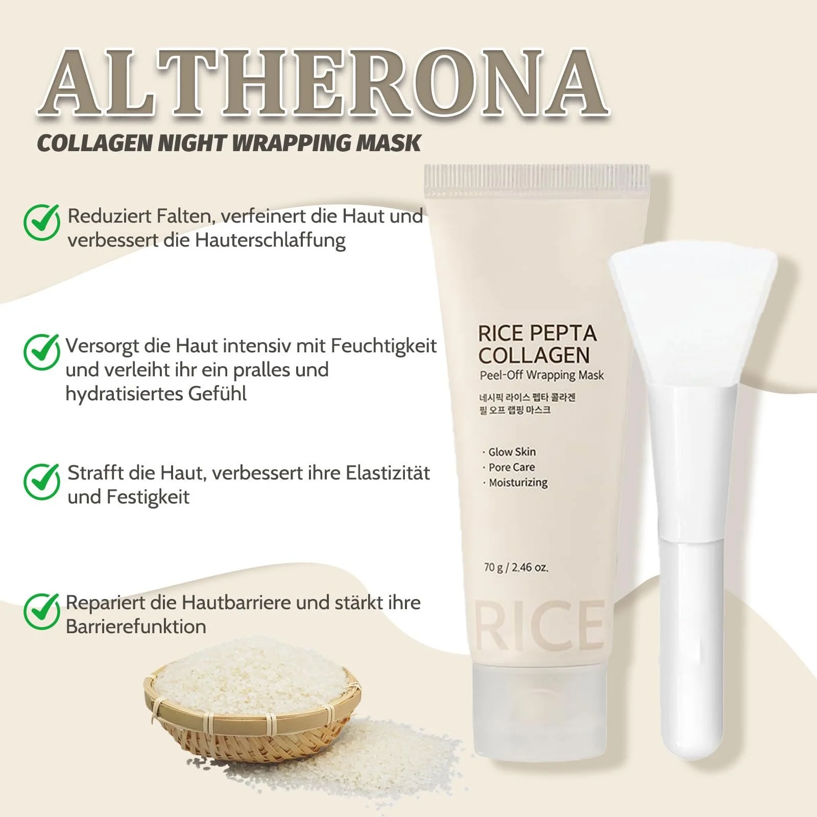 Маска для лица Altherona Коллагеновая с экстрактами риса, маска-пленка для лица, увлажняющая коллагеновая ночная маска, маска для лица для женщин корейский уход за кожей, рисовая маска уменьшает тусклость, фото №3 Маска для лица Altherona Коллагеновая с экстрактами риса, маска-пленка для лица, увлажняющая коллагеновая ночная маска, маска для лица для женщин корейский уход за кожей, рисовая маска уменьшает тусклость, фото №3