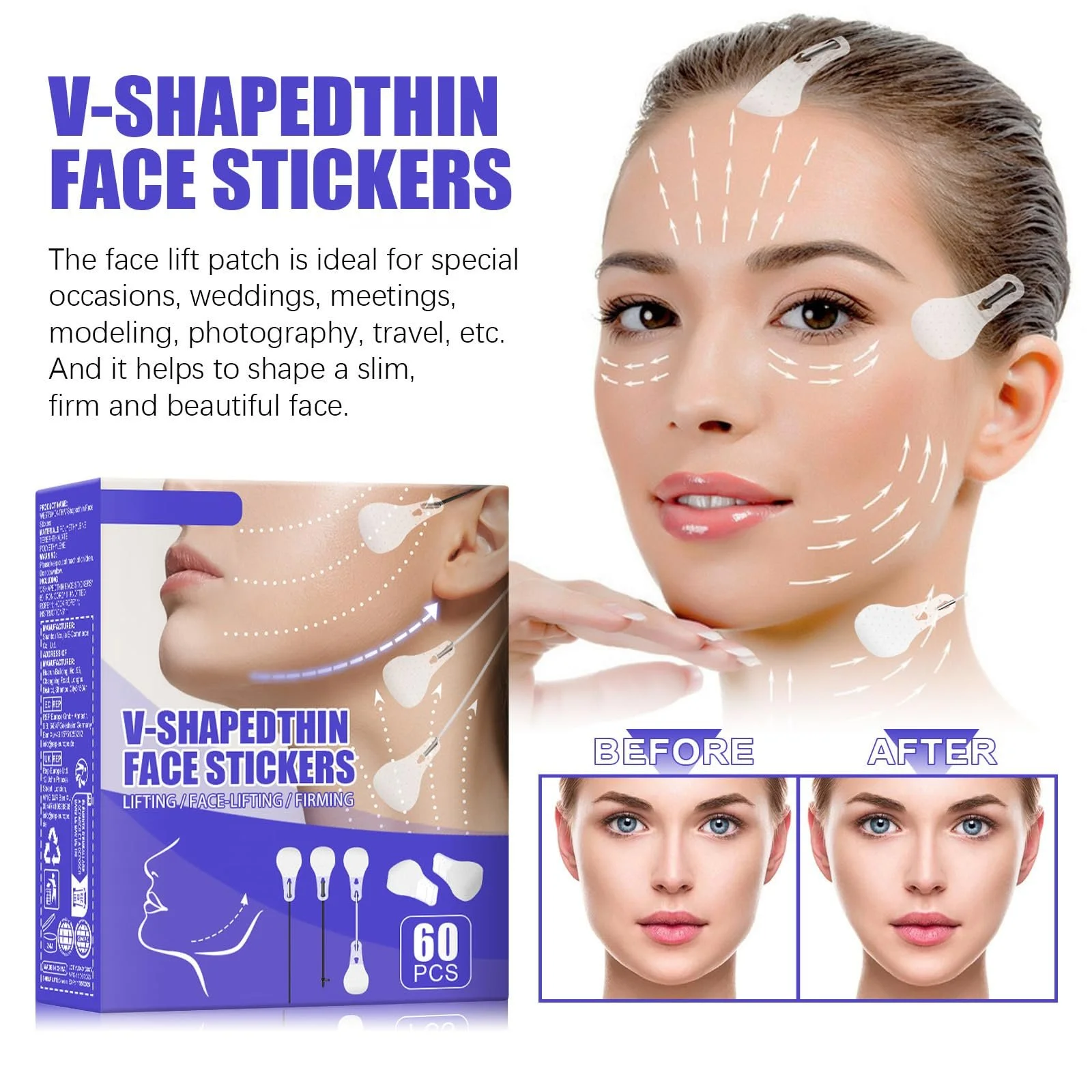 Пластирі для підтяжки обличчя Extra Strong, 2 x 60 прозорих штук, фото №2