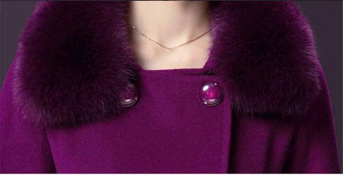 Жіноче зимове пальто з хутряним коміром, вовняне, фото №3