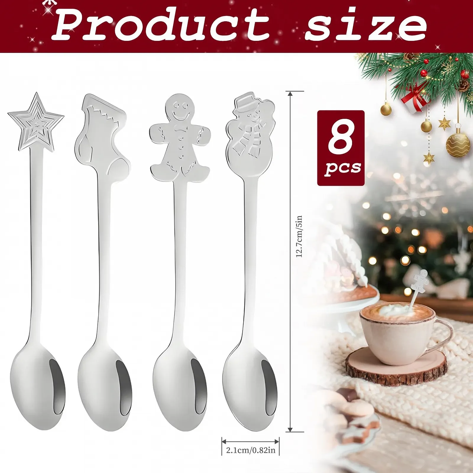 Ложка Різдвяна 8 предметів Срібний колір, фото №2
