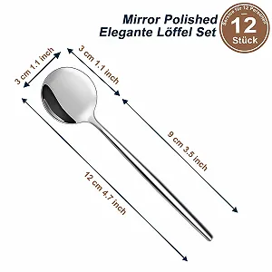 Ложка Bestdin 12 штук, Набор ложек для супа 12 cm, полированная кофейная ложка, столовая ложка, ложка для эспрессо из нержавеющей стали для дома/ресторанов/вечеринок, можно мыть в посудомоечной машине synthetic.ua - Фото 1