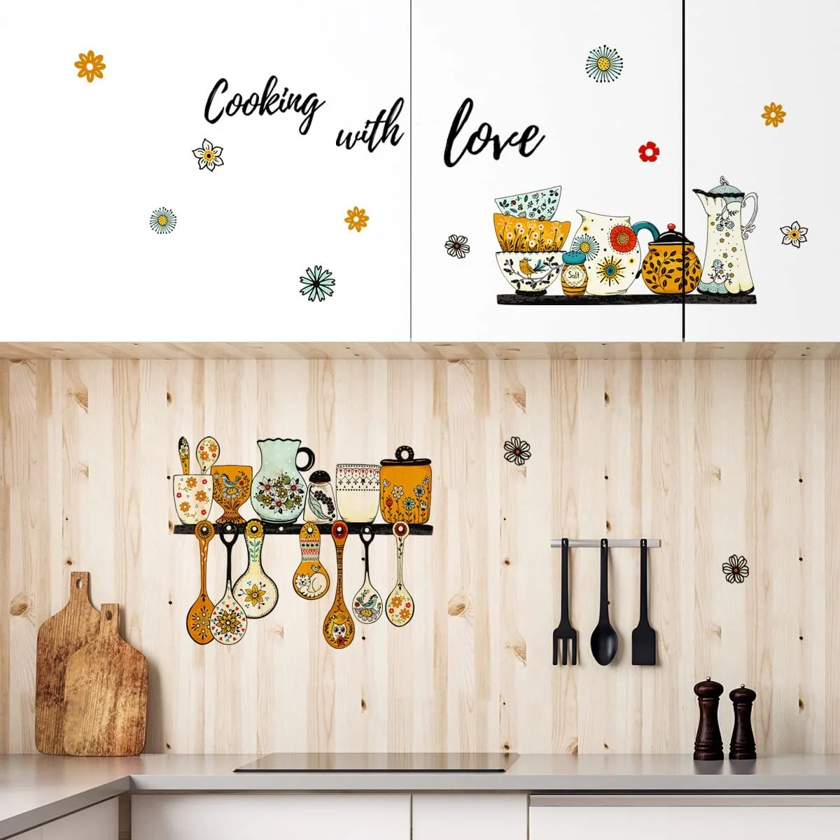 Наклейка на стіну WandSticker4U XXL Напис «Der Frühhe Vogel...» та птахи на гілці 120 x 68 см Чорна, фото №7