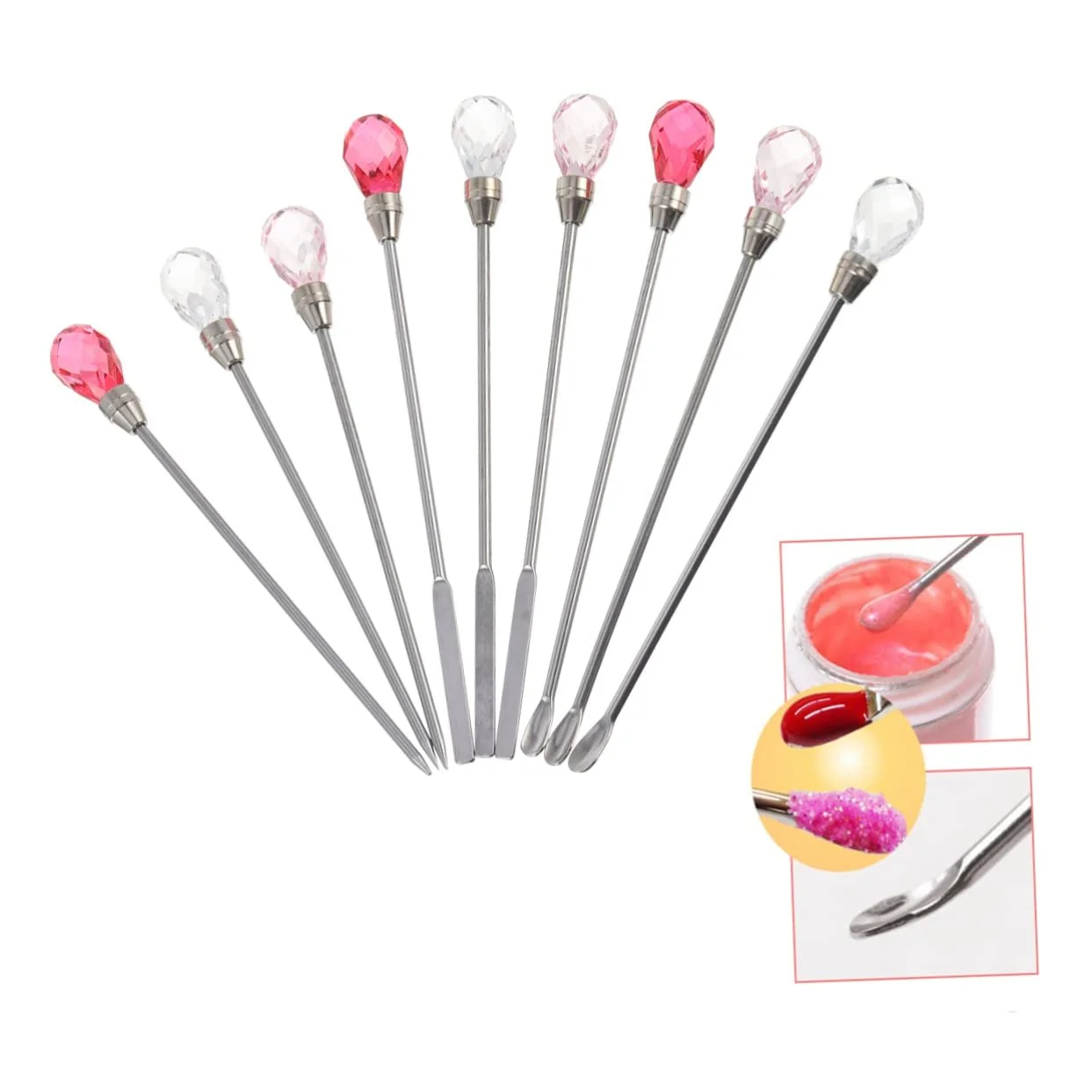 Палочка для размешивания Healvian Colour Rubber Набор для ногтей Палочка для размешивания ногтей Держатель для лака для ногтей Ювелирные изделия Стразы Триммер для ногтей на ногах Пигментная палочка для размешивания Ложка для смешивания Сделано из смолы Форма Клей Многоразовый, фото №5