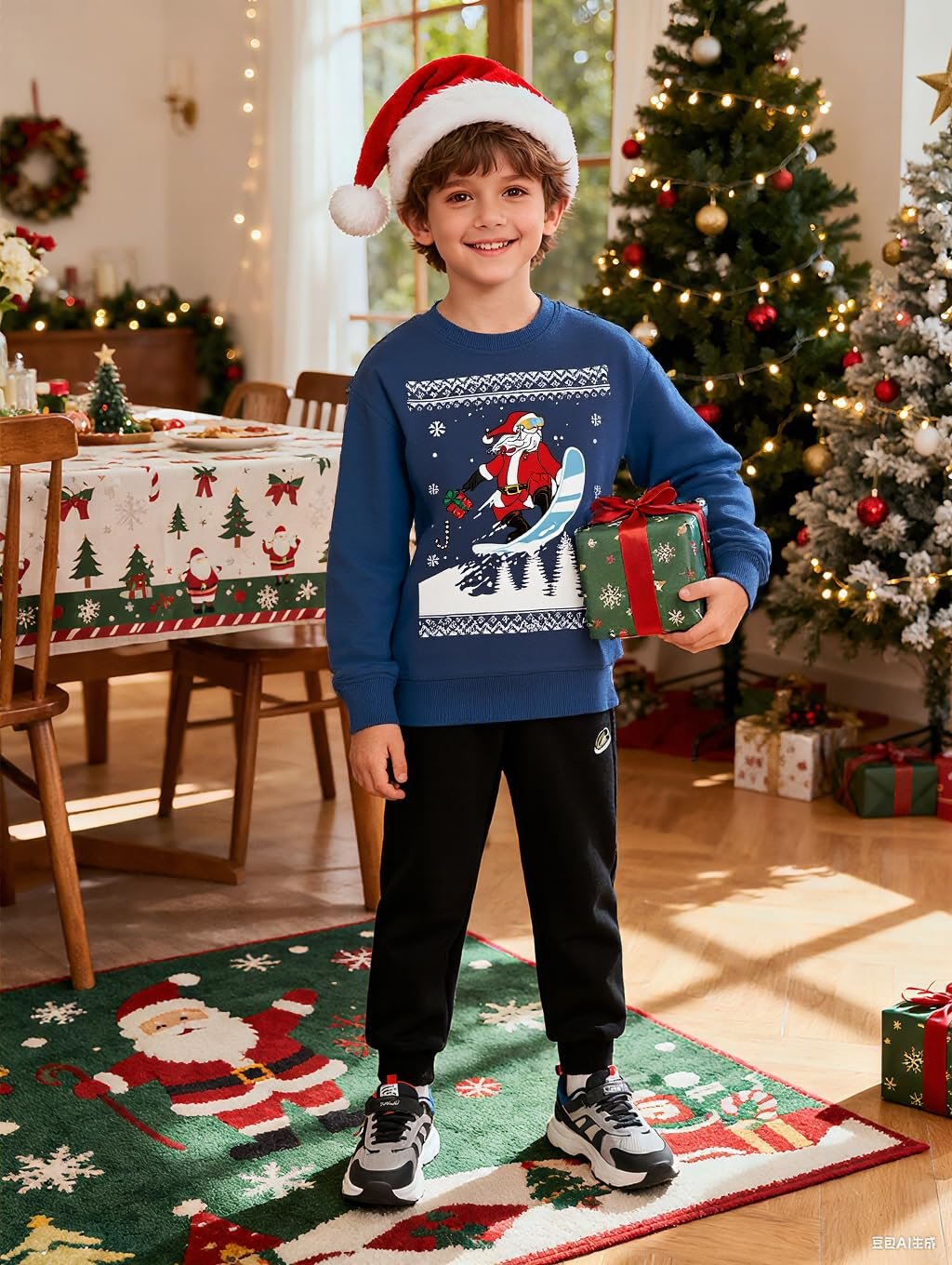 Джемпер DHASIUE Рождественский для мальчиков Рождественский Санта Клаус Рождественский снеговик Рождественская елка Рождественская одежда 104 110 116 122 128 134, фото №2
