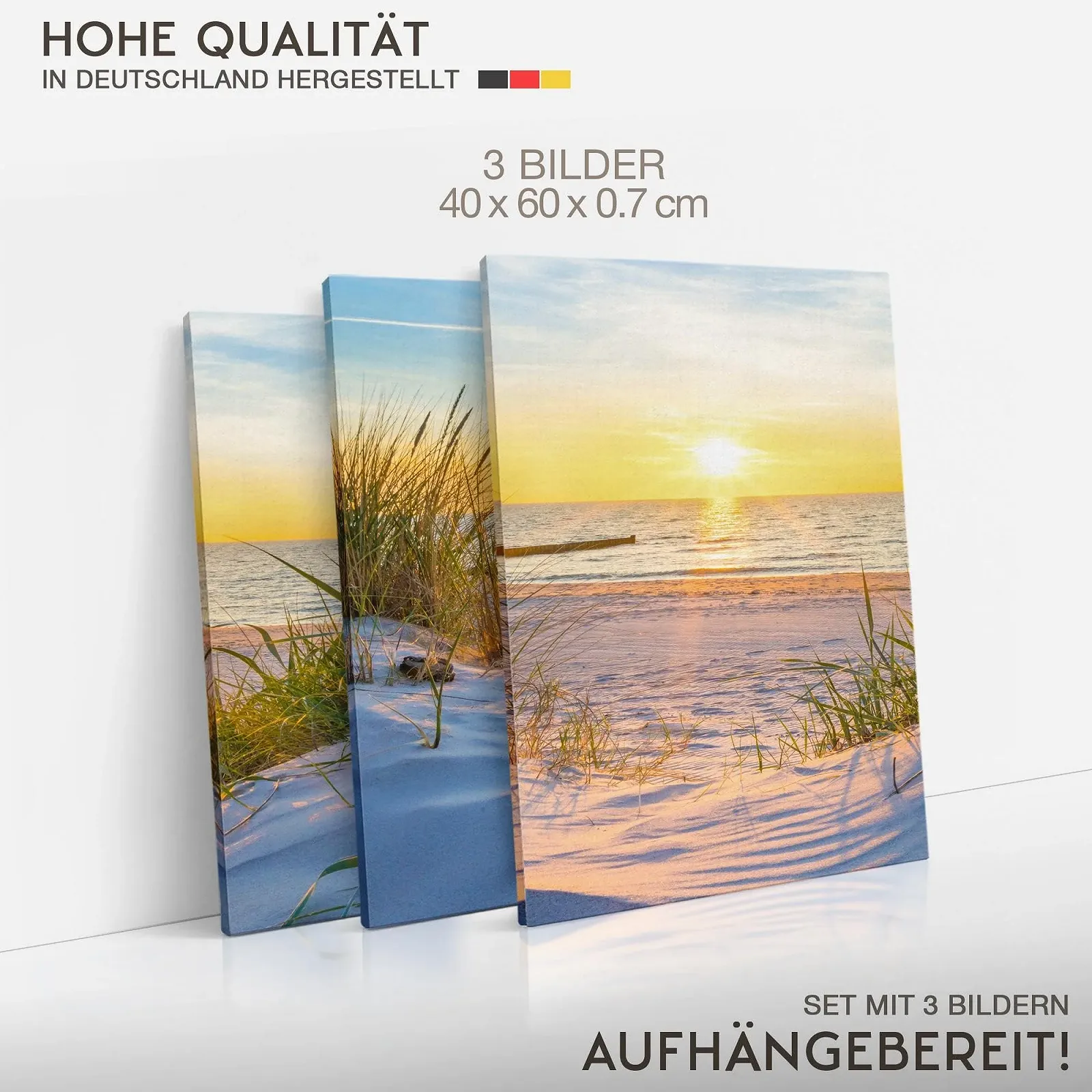 Набір картин Novart N034736b Пляж та море Бохо 3 шт. Синій та бежевий, фото №4